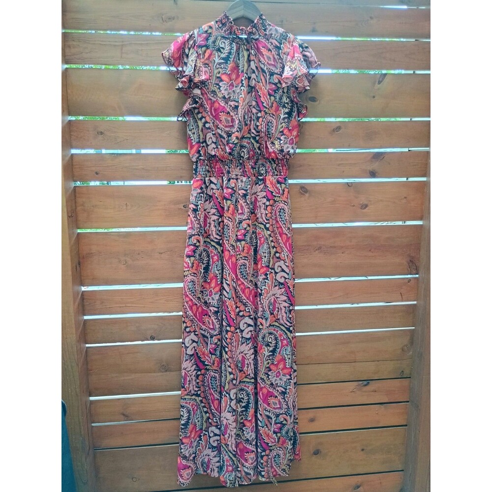Cynthia Steffe Paisley Jumpsuit Pantsuit Wide Leg Palazzo Boho Festival Size L